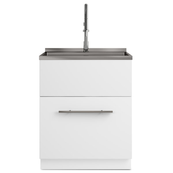 Simpli Home Metro 28 inch Laundry with Faucet and Stainless